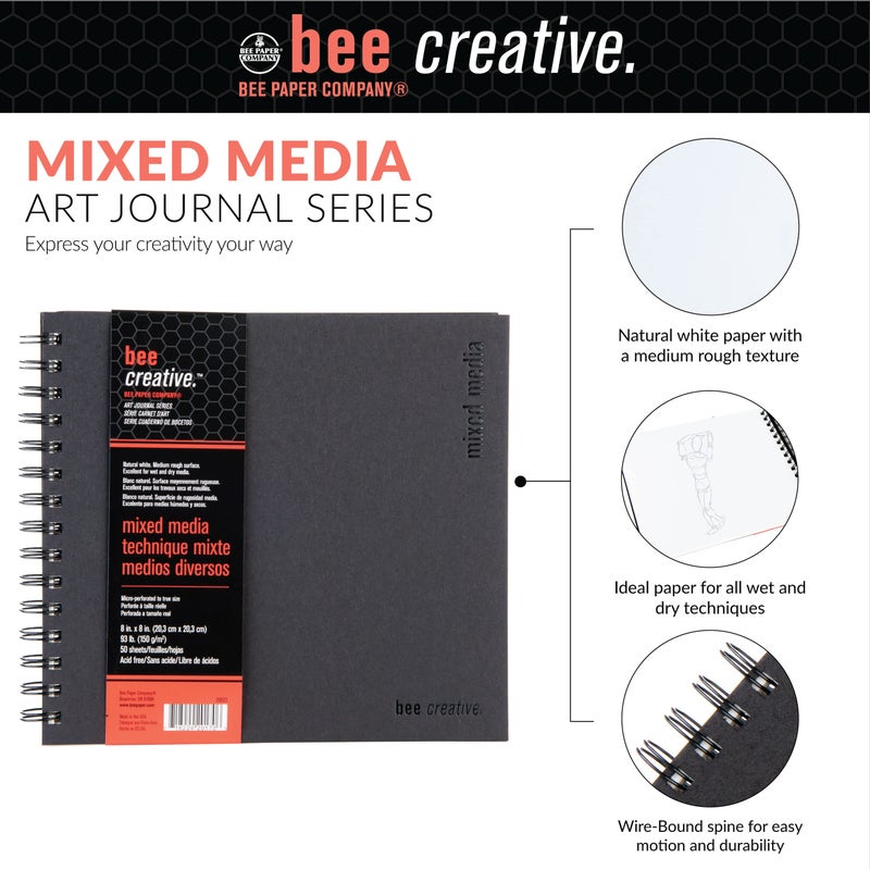 Bee Paper Company Bee Paper - 8.8"x 8" Bee Creative Mixed Media Journal - Image 3